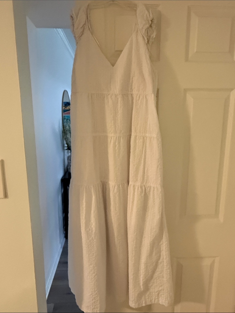 Old Navy White Tiered V-Neck Midi Dress
